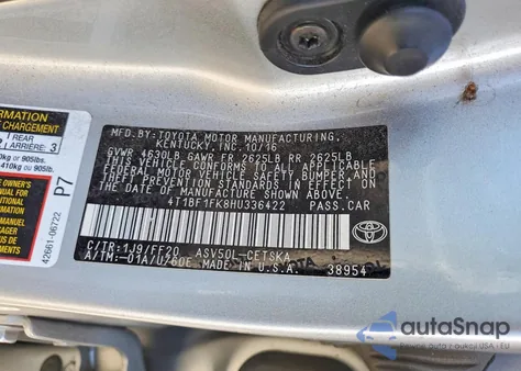 2017 Toyota Camry Se из США, поврежденный, VIN 4T1BF1FK8HU336422